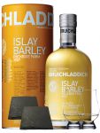 Bruichladdich 2009 Islay Barley Rockside Farm Unpeated Islay Single Malt Whisky 0,7 Liter + 2 Glencairn Glser und 2 Schieferuntersetzer quadratisch 9,5 cm
