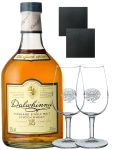 Dalwhinnie 15 Jahre Whisky 0,7 Liter + 2 Classic Malt Whiskyglser + 2 Schieferuntersetzer Eckig 7cm