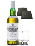 Laphroaig 10 Jahre Islay Single Malt Whisky 0,7 Liter + 2 Glencairn Glser + 2 Schieferuntersetzer quadratisch ca. 9,5 cm