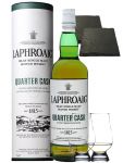 Laphroaig Quarter Cask Islay Single Malt Whisky 0,7 Liter + 2 Glencairn Glser + 2 Schieferuntersetzer quadratisch ca. 9,5 cm