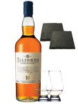 Talisker 10 Jahre Isle of Skye Single Malt Whisky 0,7 Liter + 2 Glencairn Glser + 2 Schieferuntersetzer quadratisch ca. 9,5 cm