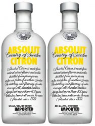 Absolut Vodka Citron 2 x 1,0 Liter