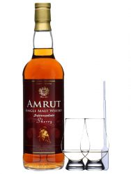 Amrut Intermediate Sherry Indischer Whisky 0,7 Liter + 2 Glencairn Glser + Einwegpipette 1 Stck