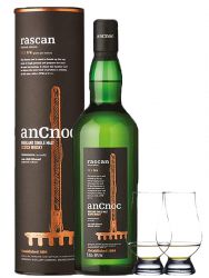 AnCnoc RASCAN Limited Edition Single Malt Whisky 0,7 Liter + 2 Glencairn Glser
