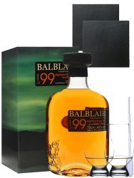 Balblair Vintage 1999 2 Release Single Malt Whisky 0,7 Liter + 2 Glencairn Glser + 2 Schieferuntersetzer 9,5 cm + Einwegpipette