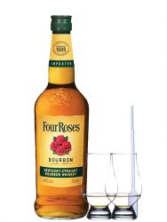 Four Roses Straight Bourbon 0,7 Liter + 2 Glencairn Gläser + Einwegpipette 1 Stück