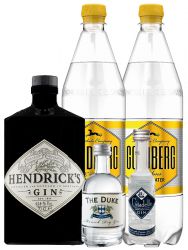 Gin-Set Hendricks Gin  0,7 Liter + The Duke Gin 5 cl + Citadelle Gin 5 cl + 2 x Goldberg Tonic 1,0 Liter
