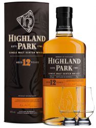 Highland Park 12 Jahre Single Malt Whisky Islands 0,7 Liter + 2 Glencairn Gläser
