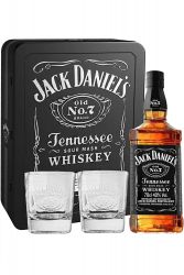 Jack Daniels Black Label No. 7 0,7 Liter + Metallkassette mit 2 Glsern
