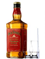 Jack Daniels FIRE 0,7 Liter + 2 Glencairn Gläser + Einwegpipette 1 Stück