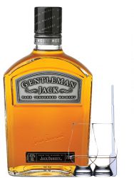 Jack Daniels Gentleman Jack 0,7 Liter + 2 Glencairn Gläser + Einwegpipette 1 Stück