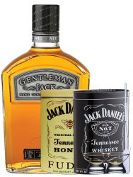 Jack Daniels Gentleman Jack 0,7 Liter + 300g JD`s HONEY Fudge & 300g JD`s Whisky Malt Fudge + 2 Glencairn Gläser und Einwegpipette