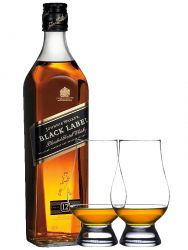 Johnnie Walker 12 Jahre Black Label 0,7 Liter + 2 Glencairn Gläser