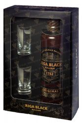 Riga Black Balsam Kruterlikr 0,5 Liter + 2 Glser in GP