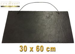 Schiefertafel MEMOBOARD - Querformat - Naturschiefer mit Lederband und Lochung Tafel 30 x 60 cm