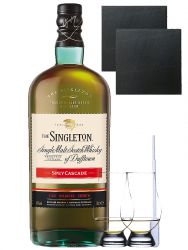 The Singleton of Dufftown Spey Cascade Single Malt Whisky 0,7 Liter + 2 Glencairn Glser + 2 Schieferuntersetzer 9,5 cm + Einwegpipette
