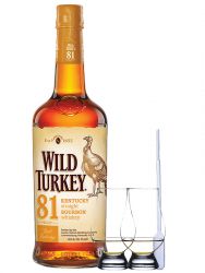 Wild Turkey 81 Proof Bourbon Whiskey 0,7 Liter + 2 Glencairn Glser + Einwegpipette 1 Stck