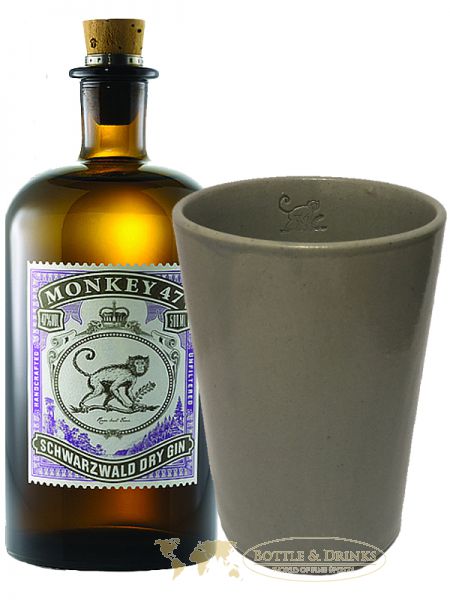 Monkey 47 Schwarzwald Dry Gin 0,5 Liter + Monkey 47 Ton Becher 1 Stück ...