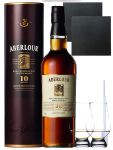 Aberlour 10 Jahre Single Malt Whisky 0,7 Liter + 2 Glencairn Gläser + 2 Schieferuntersetzer quadratisch 9,5 cm + Einwegpipette