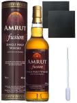 Amrut Fusion Indischer Whisky 0,7 Liter + 2 Glencairn Gläser + 2 Schieferuntersetzer 9,5 cm + Einwegpipette 1 Stück