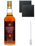 Amrut Intermediate Sherry Indischer Whisky 0,7 Liter + 2 Glencairn Gläser + 2 Schieferuntersetzer 9,5 cm + Einwegpipette 1 Stück
