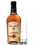 Bacardi Reserva Superior 8 Jahre Karibik 0,7 Liter + 2 Glencairn Gläser + Einwegpipette 1 Stück
