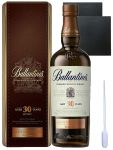 Ballantines 30 Jahre Blended Scotch Whisky + 2 Schieferuntersetzer 9,5 cm + Einwegpipette 1 Stück