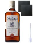 Ballantines Deluxe blended Scotch Whisky 1,0 Liter + 2 Schieferuntersetzer 9,5 cm + Einwegpipette 1 Stück