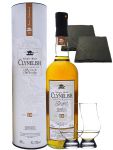 Clynelish 14 Jahre Single Malt Whisky 0,7 Liter + 2 Glencairn Gläser und 2 Schiefer Glasuntersetzer 9,5 cm
