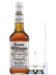 Evan Williams White Bottle Bond Bourbon Whiskey 0,7 Liter + 2 Glencairn Gläser + Einwegpipette 1 Stück