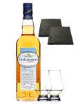 Finlaggan The Original Peaty Islay Single Malt Whisky + 2 Glencairn Gläser + 2 Schieferuntersetzer quadratisch ca. 9,5 cm