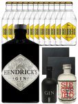 Gin-Set Hendricks Gin 0,7 Liter + Black Gin 5cl + Siegfried Gin 4cl + 12 x Goldberg Tonic 0,2 Liter + 2 Schieferuntersetzer
