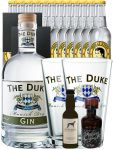 Gin-Set The Duke Gin 0,7 Liter + Windspiel Gin 4cl + Filliers Gin 4cl, 12 x Thomas Henry Tonic 0,2 Liter + 2 Schieferuntersetzer + 2 x The Duke Glas 0,3 Liter