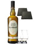 Glen Grant 10 Jahre Single Malt Whisky 0,7 Liter + 2 Glencairn Gläser + 2 Schieferuntersetzer quadratisch ca. 9,5 cm
