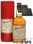 Glenfarclas 10 Jahre Single Malt Whisky 0,7 Liter + 2 Glencairn Gläser + 2 Schieferuntersetzer quadratisch ca. 9,5 cm