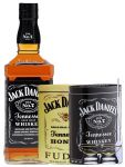 Jack Daniels Black Label No. 7 0,7 Liter + 300g JD`s HONEY Fudge & 300g JD`s Whisky Malt Fudge + 2 Glencairn Gläser und Einwegpipette