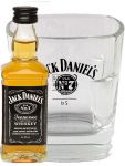 Jack Daniels Set Plus Whiskeyglas mit Miniatur Jack Daniel's 1 x 0,05 Liter