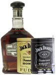Jack Daniels Silver Select Single Barrel 0,7 Liter + 300g JD`s HONEY Fudge & 300g JD`s Whisky Malt Fudge + 2 Glencairn Gläser und Einwegpipette