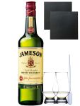Jameson Irish Whiskey 0,7 Liter + 2 Glencairn Gläser + 2 Schieferuntersetzer 9,5 cm + Einwegpipette