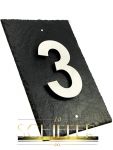 Schieferplatte mit Hausnummer aus Edelstahl 1 bis 2 Zahlen im Hochformat