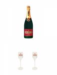 Piper-Heidsieck Brut Champagner 0,75 Liter + 2 Stück Piper-Heidsieck Glas mit Schriftzug und Eichstrich
