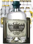 Six Ravens London Dry Gin 46% 0,5 Liter + 5 x Goldberg Tonic Water 0,2 Liter + 5 Thomas Henry Tonic Water 0,5 Liter + Schieferbuffetplatte 30 x 30 x 0,5 cm