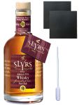 Slyrs Bavarian Whisky Port No. 2 Deutschland 0,35 Liter + 2 Schieferuntersetzer 9,5 cm + Einwegpipette 1 Stück
