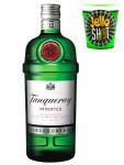Tanqueray London Dry Gin 1,0 Liter + Jello Shot Waldmeister Wackelpudding mit Wodka 42 Gramm Becher