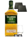 Tullamore Dew Blended Irish Whiskey 0,7 Liter + 2 Glencairn Gläser und 2 Schiefer Glasuntersetzer 9,5 cm