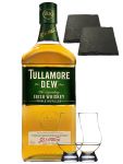 Tullamore Dew Blended Irish Whiskey 1,0 Liter + 2 Glencairn Gläser + 2 Schiefer Glasuntersetzer 9,5 cm