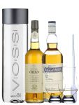 Whisky Probierset Oban 14 Jahre 0,2L und Cragganmore 12 Jahre 0,2L + 500ml Voss Wasser Still, 2 Glencairn Gläser und eine Einwegpipette
